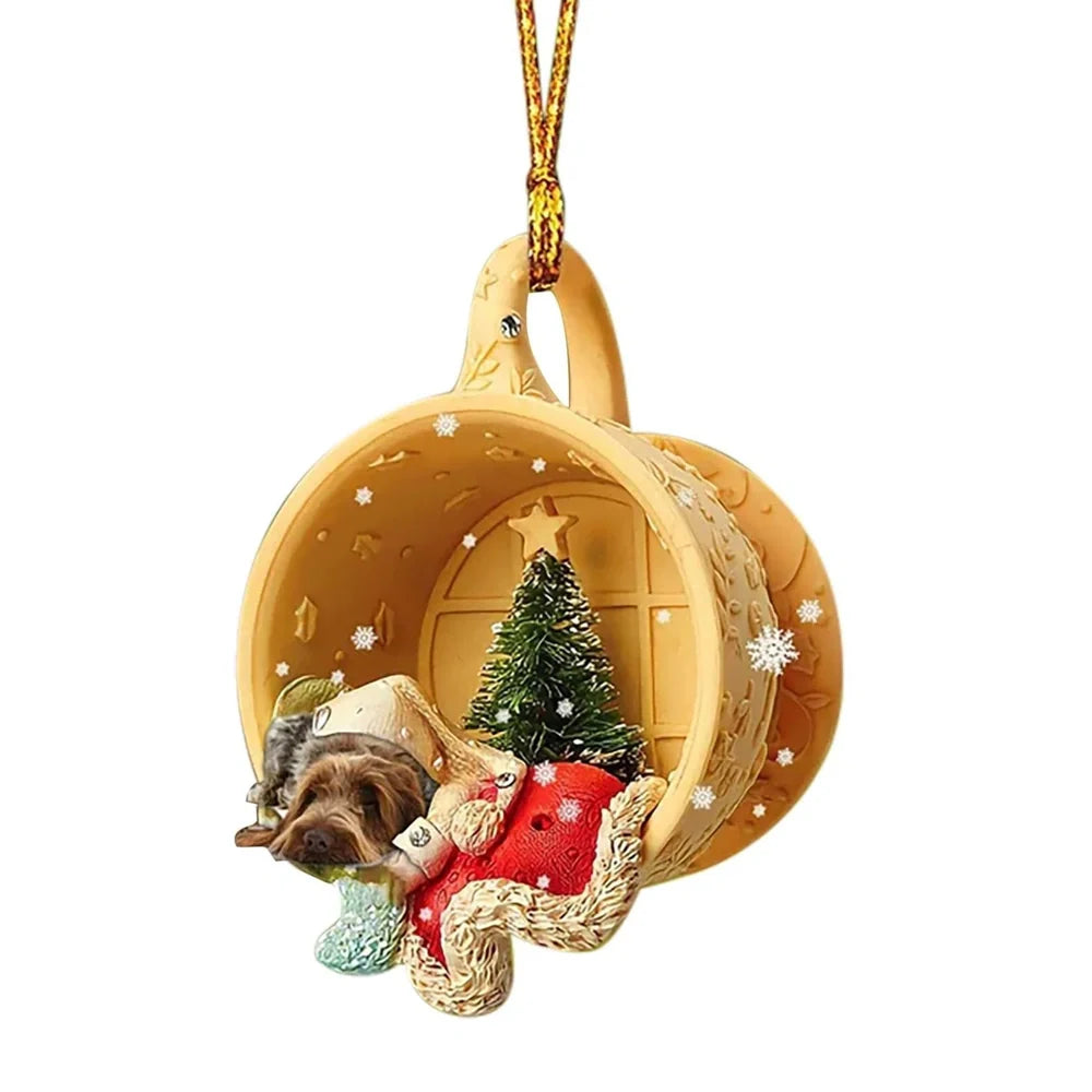 8cm clear acrylic sausage dog hanging ornament in colour variant 1, simple commemorative dachshund design for home decor