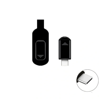 Black mobile phone infrared remote control learning device measuring 42mm by 14mm by 8mm with smartphone connection