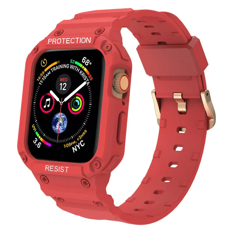 Soft TPU sports strap for Apple Watch Series 8 shown in multiple colour options