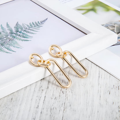 Sterling silver needle hoop earrings with geometry design and electroplated finish