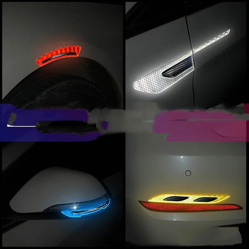 Blue resin reflective warning tape strip for car bumper, 17mm width, universal fit.
