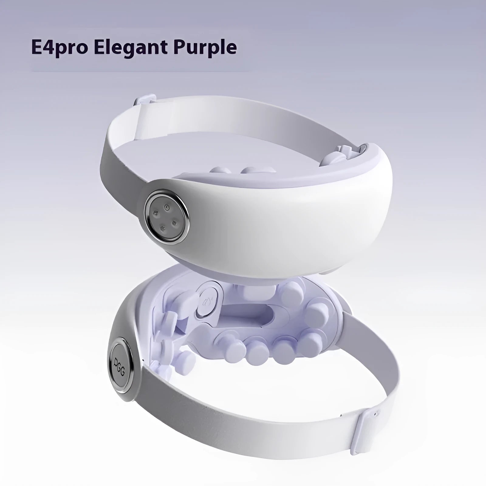 Bluetooth hot compress and steam moisturising eye massager device in purplish grey, green, or ink grey colour