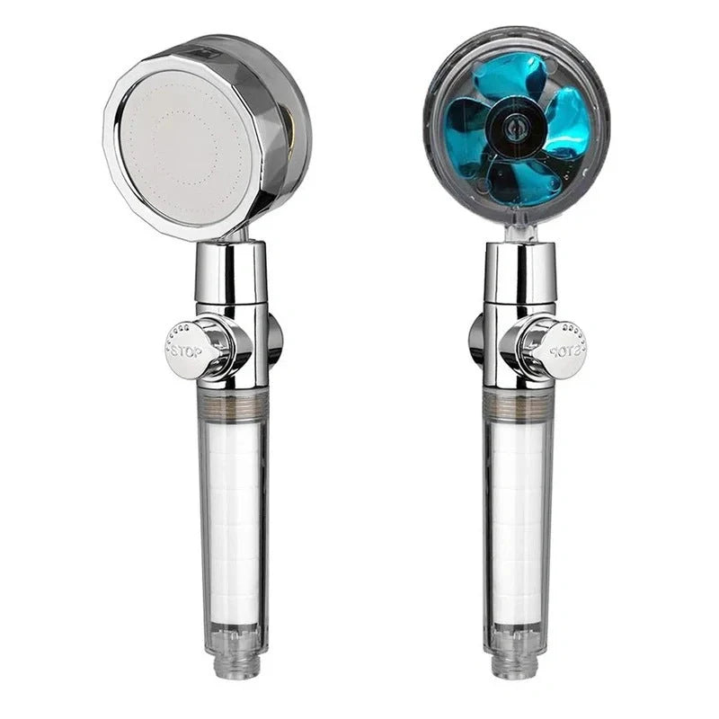 Turbo Propeller Shower Head with 360° fan extension and holder for a luxurious shower experience