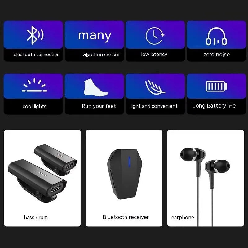 Somatosensory Air Drum Kit Virtual AR Toy Intelligence with 2.4G Wireless Connection, Black Colour Body, LED Lighting, and 5-Hour Battery Life for Interactive Music Play