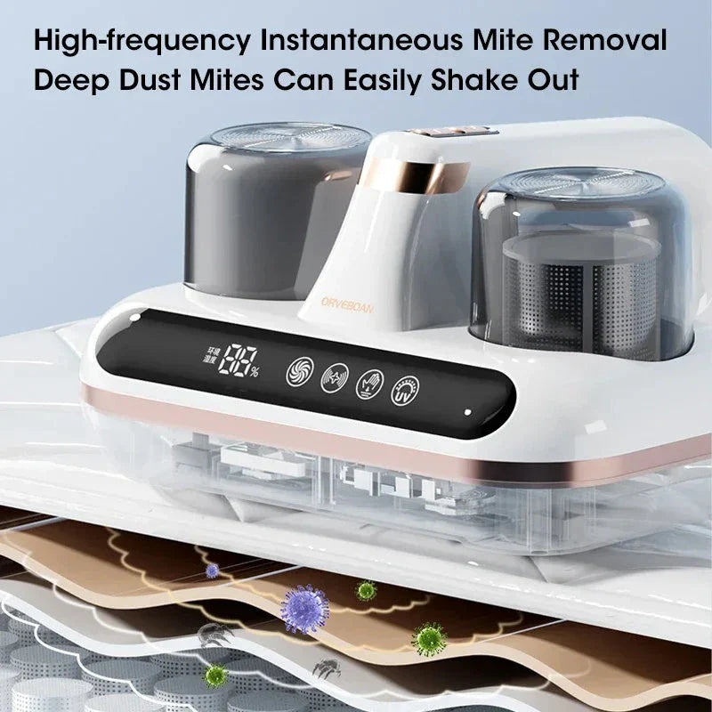 Powerful cordless mattress vacuum cleaner with advanced features for deep cleaning and dust mite removal