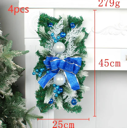 Red upside down glowing Christmas tree plastic door curtain pendant, 100-150cm height, lightweight hanger for holiday decor