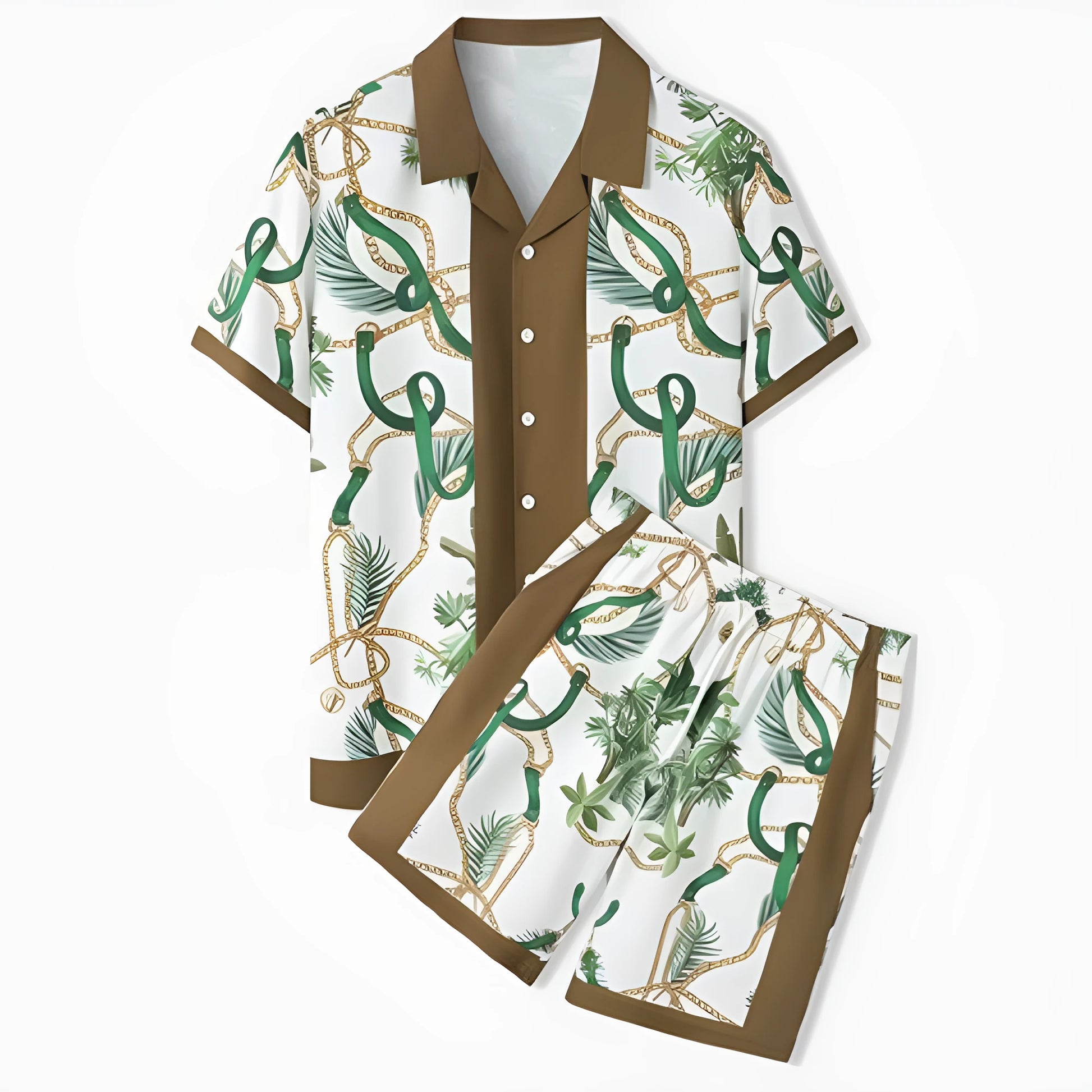 Plaid pattern beach outfit set with short sleeve shirt and trousers for teenagers