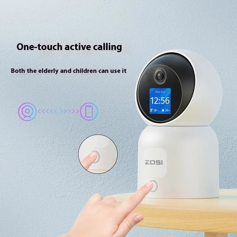 Zhou Shi Wireless Wifi HD Indoor Home Security Camera with AI Face Detection and Intelligent Remote Monitoring, Large Screen Display, Plastic Shell Construction, Screw-Fixed Bracket for Secure Wall Mounting