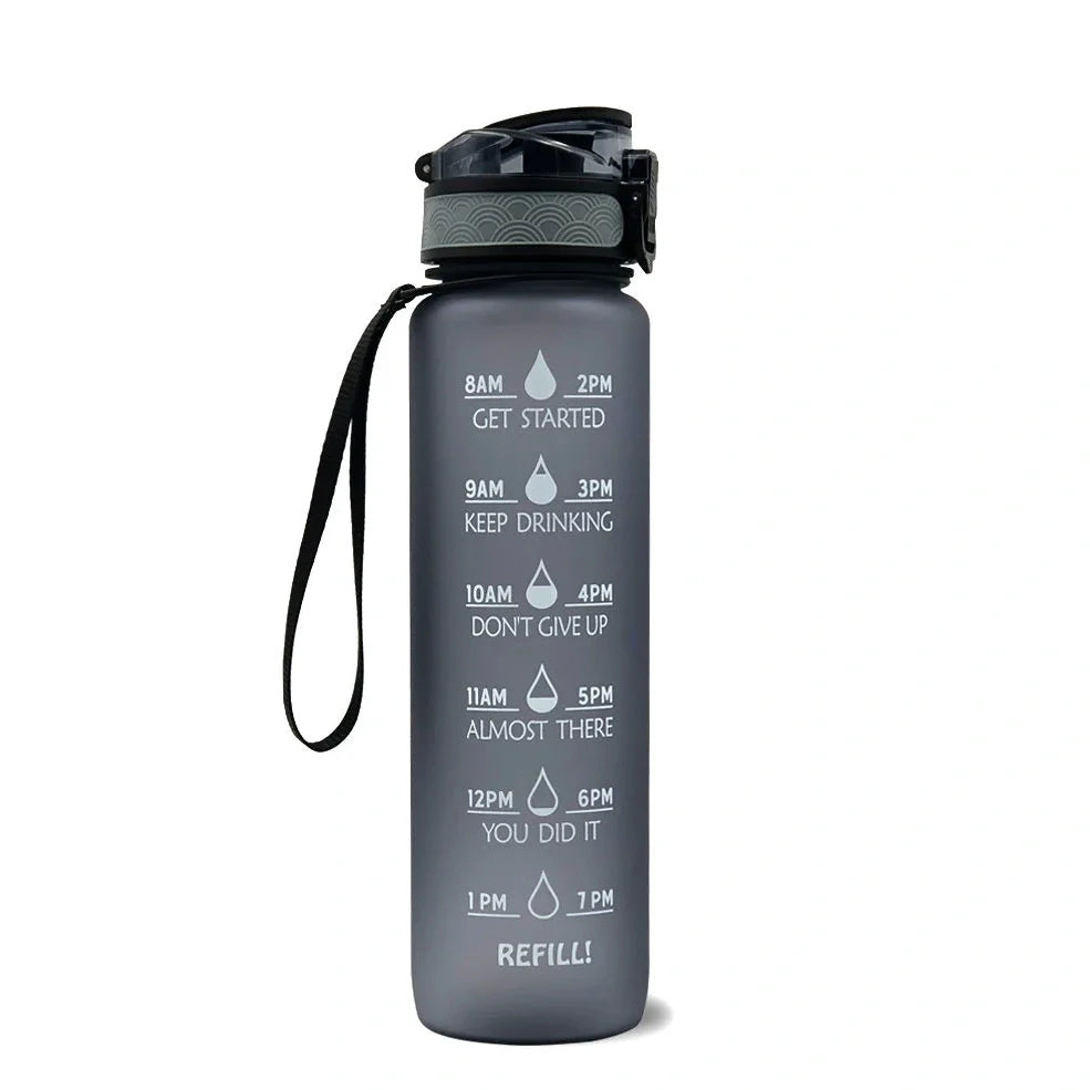 1000ml gradient plastic sports water bottle in blue-green, 29.5cm height, food grade with secure lid for hydration