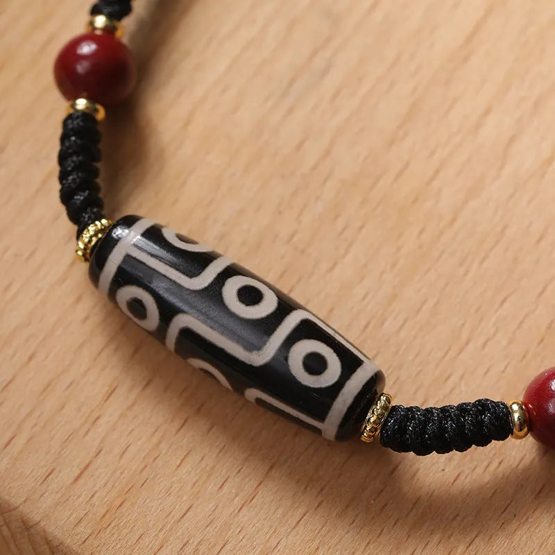 Shrinkable Tibetan agate Dzi bead bracelet for men with adjustable couple-style design