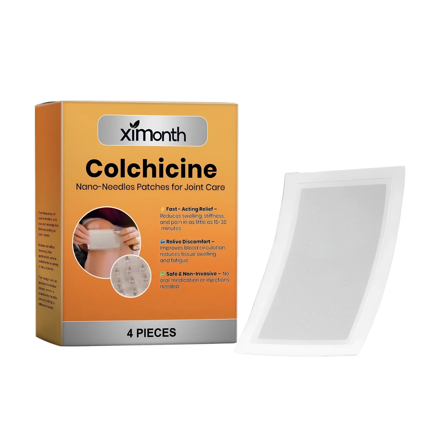 Four nano-microneedle patches for skincare with colchicine, mint leaves and allantoin ingredients