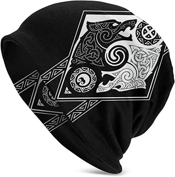 Viking totem wolf print double-layer elastic sleeve cap in various colours for hip hop street dance