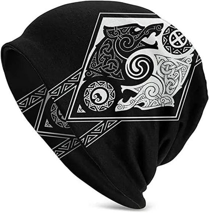 Viking totem wolf print double-layer elastic sleeve cap in various colours for hip hop street dance