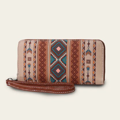 Canvas RFID blocking wallet with striped bohemian design in 20x10x2cm size