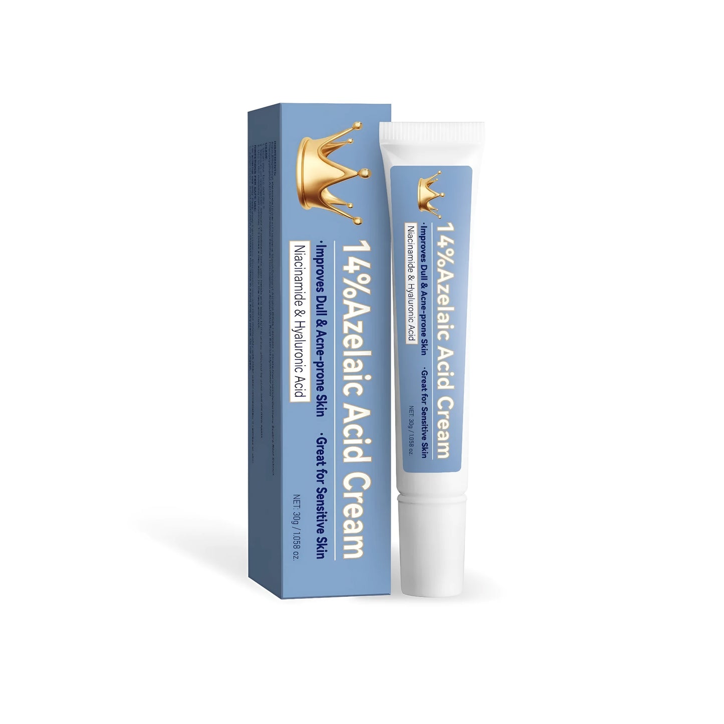 Blue box containing 20g Azelaic Acid Cream for neck treatment with FP-A035 formula
