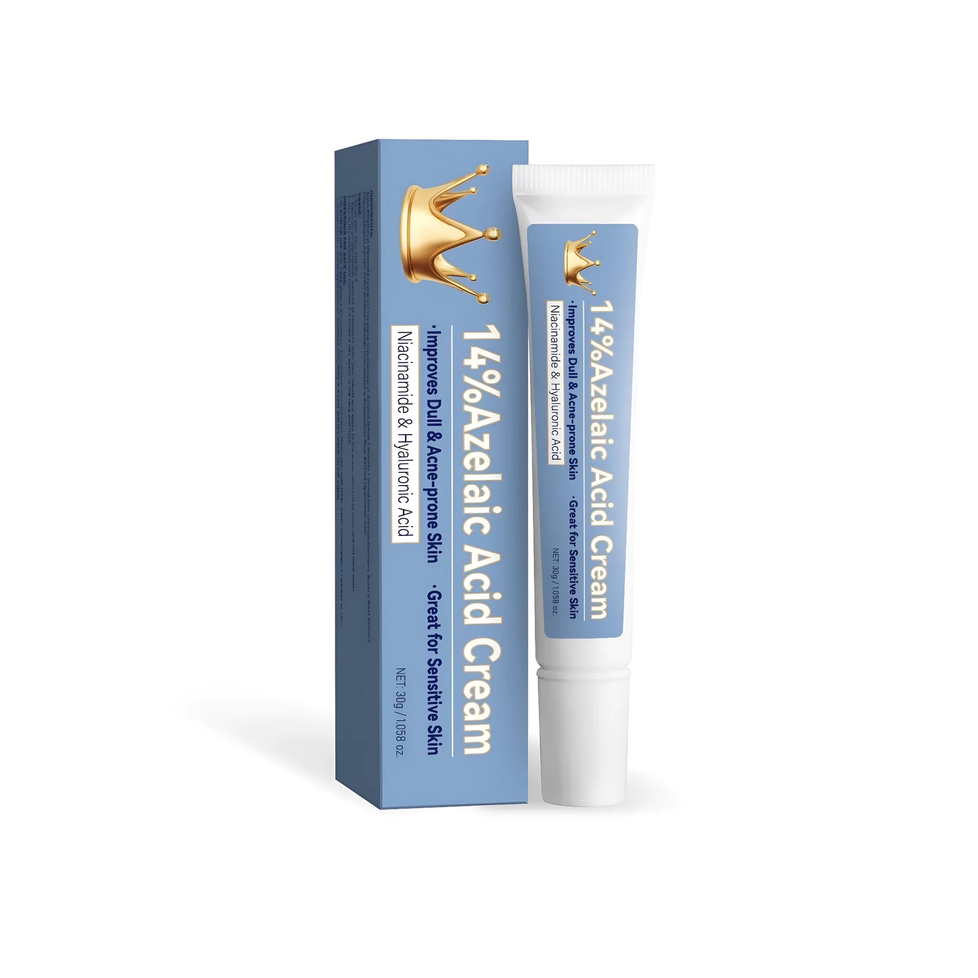 Blue box containing 20g Azelaic Acid Cream for neck treatment with FP-A035 formula