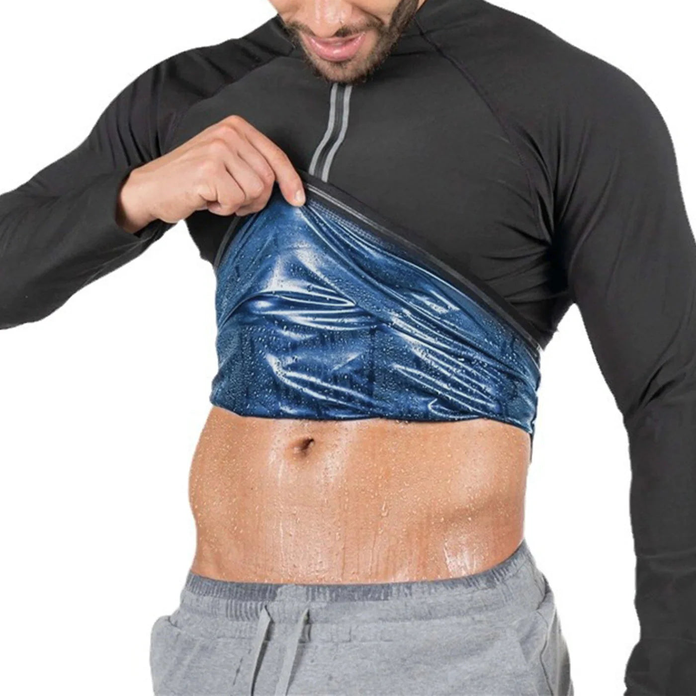 Men's black zip vest with options for long and short sleeves, made from 100% polyester.