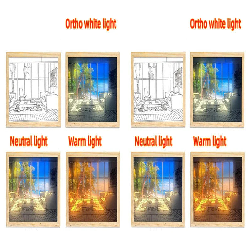 Customizable illuminated picture frame with adjustable LED lighting for home decor