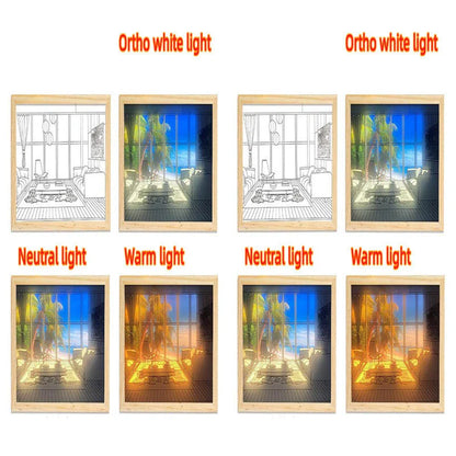 Customizable illuminated picture frame with adjustable LED lighting for home decor