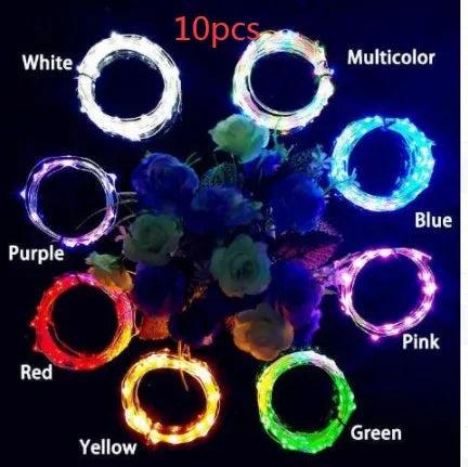 2 metre copper wire LED string lights with 20 warm white bulbs and wine bottle stopper for decorative lighting