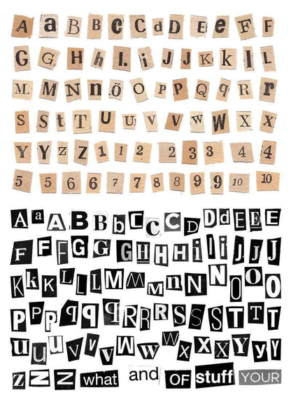 English letters and numbers symbol label stickers set showing alphabet collections and week words for organisation
