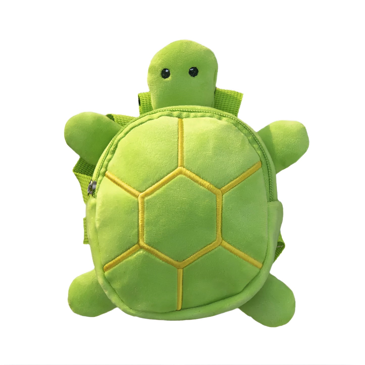 Brown cartoon turtle-shaped dog backpack with no-pull vest harness and metal zipper.