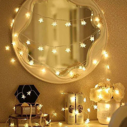 3 metre LED star light string with 20 warm white lights for outdoor festive decoration