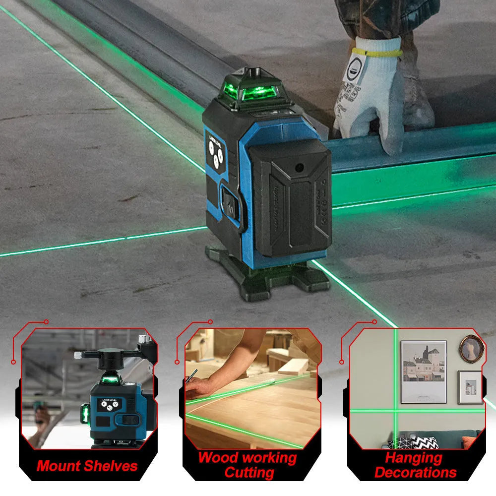 16-line infrared level, floor-mounted portable ABS unit, 30m working distance, dual lithium battery power supply