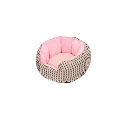 Octagonal fabric pet bed for small dogs and cats with a removable centre mat