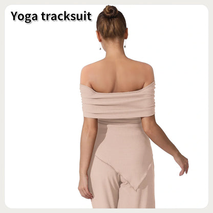 Elegant off-shoulder jumpsuits in various solid colours, including coffee, gray, and light khaki, showcasing a sleek and sophisticated design for the modern British woman.