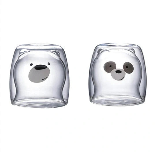 3D double-layer panda cup with skull design for wine, featuring inner Christmas tree pattern