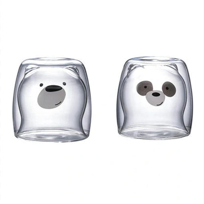 3D double-layer panda cup with skull design for wine, featuring inner Christmas tree pattern