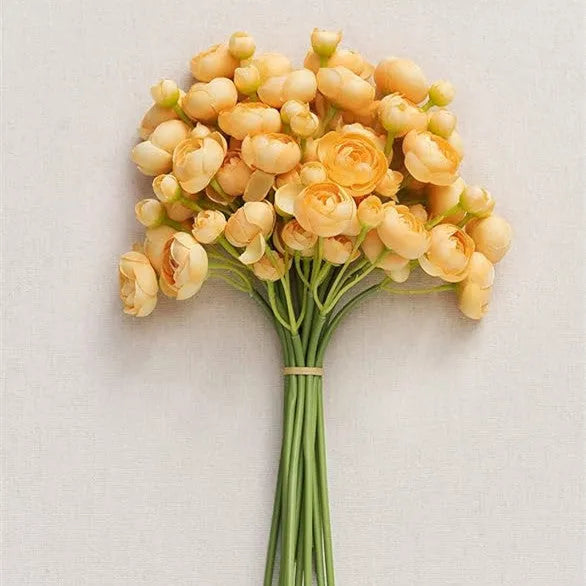 35cm tall silk floral plug with 24 pink and white tea rose camellia flower heads for wedding decoration