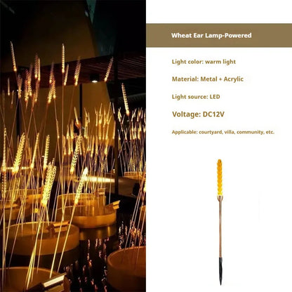 Solar or power outdoor LED lawn lamp in 650mm to 1400mm sizes with acrylic hardware and wheat lamp option