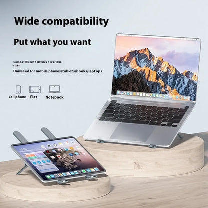 Aluminium alloy portable laptop cooling stand with twin fans and adjustable height mechanism in silver finish