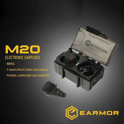 Earmor M20 electronic hearing protection earplugs kit with charging case and multiple ear tip sizes