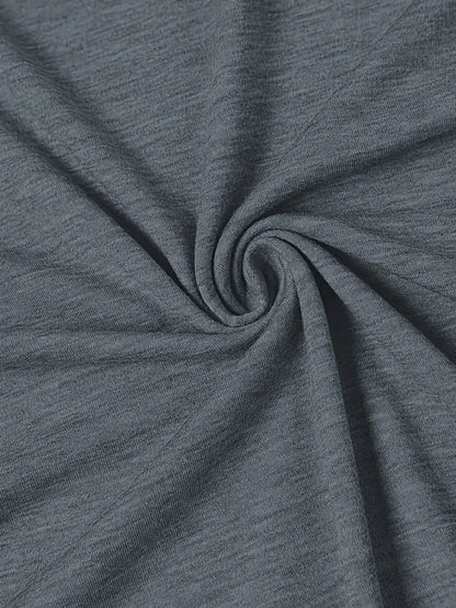 Women's art retro pure cotton short sleeve T-shirt in blue.