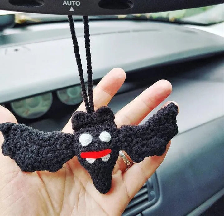 Plush hand-woven car hanging ornament with Halloween cartoon character design
