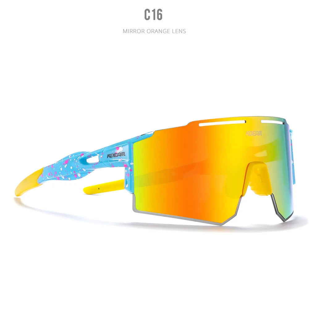 Polarised cycling sunglasses with frameless TR90 lightweight frame in sports design for athletic activities