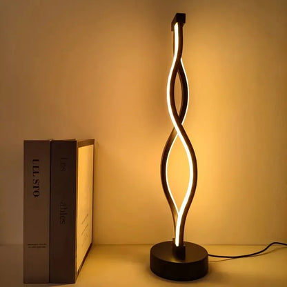 Black aluminium bedroom desk lamp with three-colour dimming button and touch control