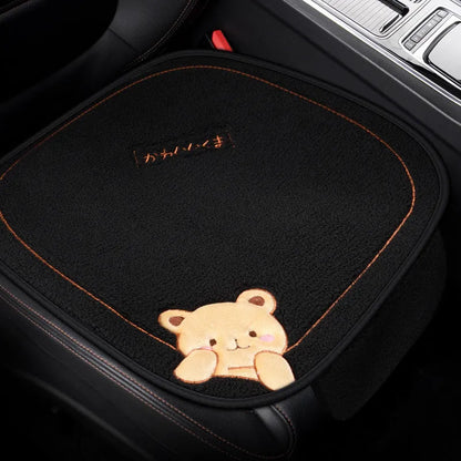 Car cushion winter plush three-piece set with square cushion and lumbar support pillow in wool cotton filler