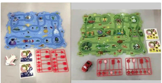 DIY Electric Railroad Speeder Toy with puzzle tracks and automatic car