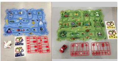 DIY Electric Railroad Speeder Toy with puzzle tracks and automatic car