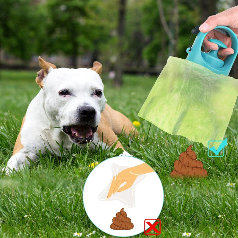 Portable dog poop scooper with claw mechanism and built-in bag dispenser for effortless pet waste cleanup