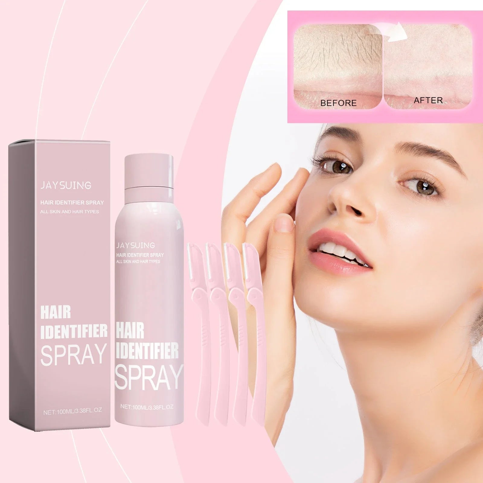 Facial Hair Removal Spray with Botanical Extracts for Smooth, Radiant Skin