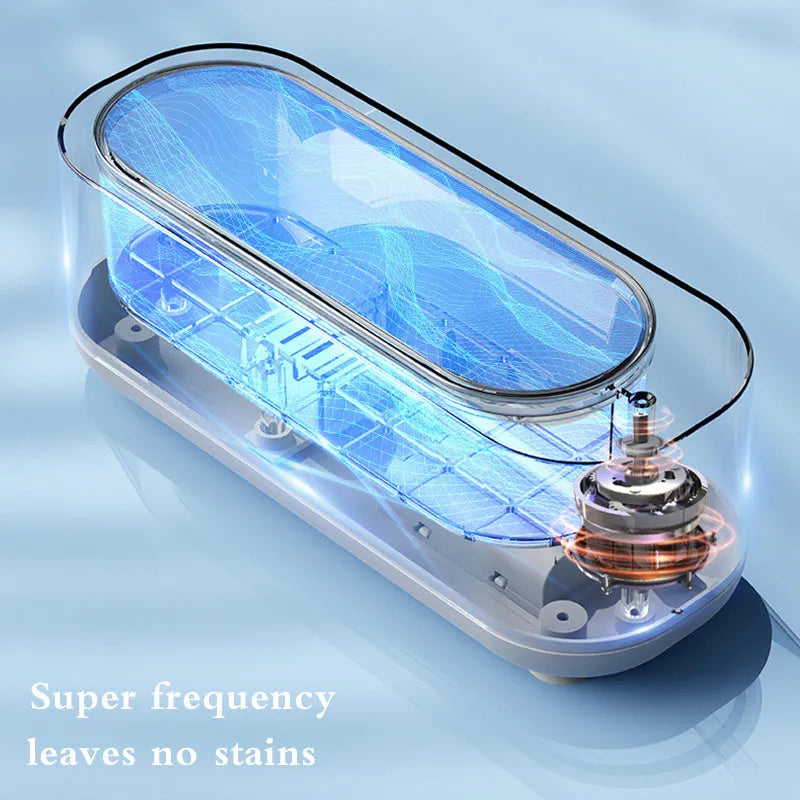 Off-white ultrasonic cleaning machine with stainless steel tank for jewellery and glasses