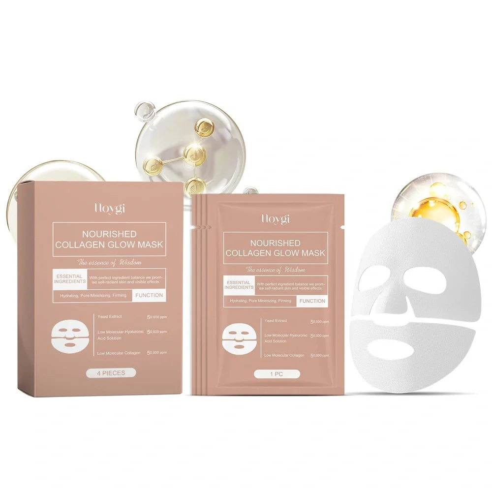 Nourished Collagen Glow Mask sheet facial treatment with hyaluronic acid and collagen ingredients