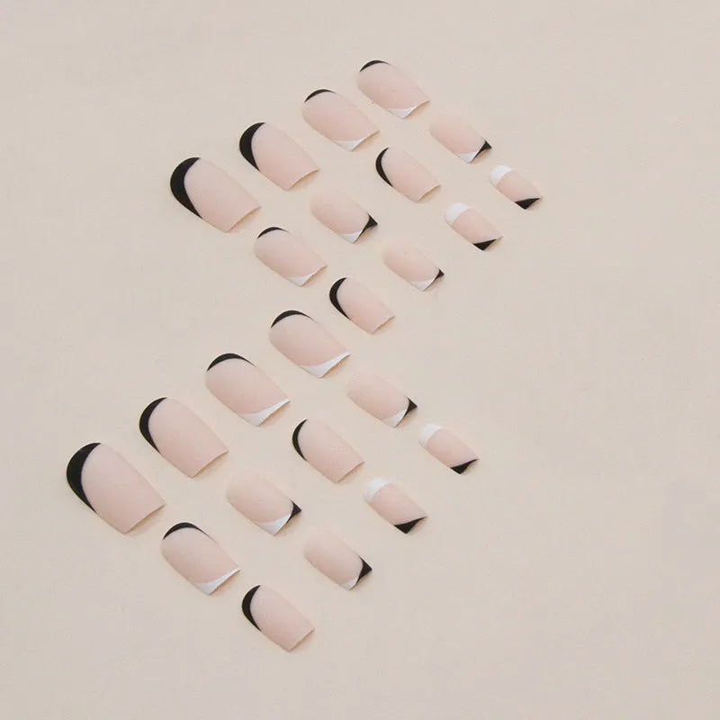 Black and white frosted plastic nail armour pieces for creating French and hot girl style manicures