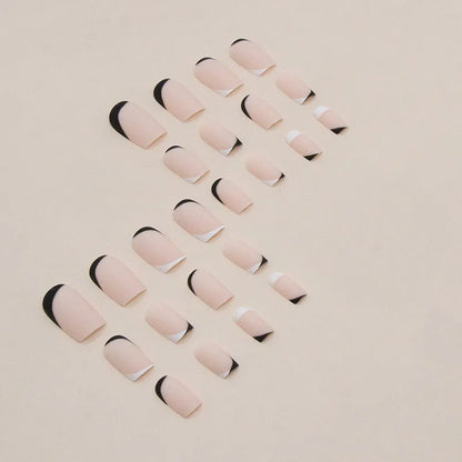 Black and white frosted plastic nail armour pieces for creating French and hot girl style manicures