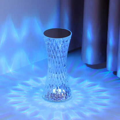Crystal rechargeable table lamp with 8cm diameter base and multicolour LED lighting options